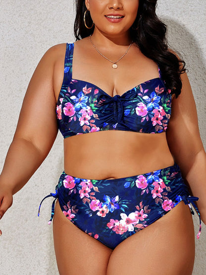 Plus Size Printed Drawstring Detail Bikini Set-Teresa&#39;s Fashionista LLC