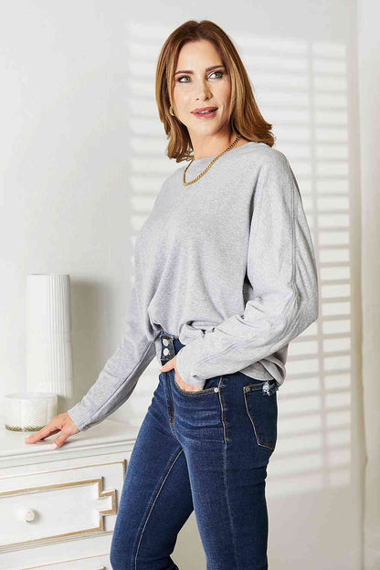 Double Take Seam Detail Round Neck Long Sleeve Top-Teresa&#39;s Fashionista LLC