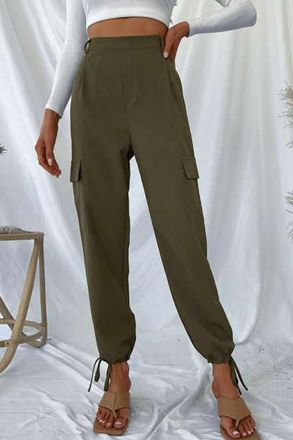 Drawstring Ankle Cargo Pants-Teresa&#39;s Fashionista LLC