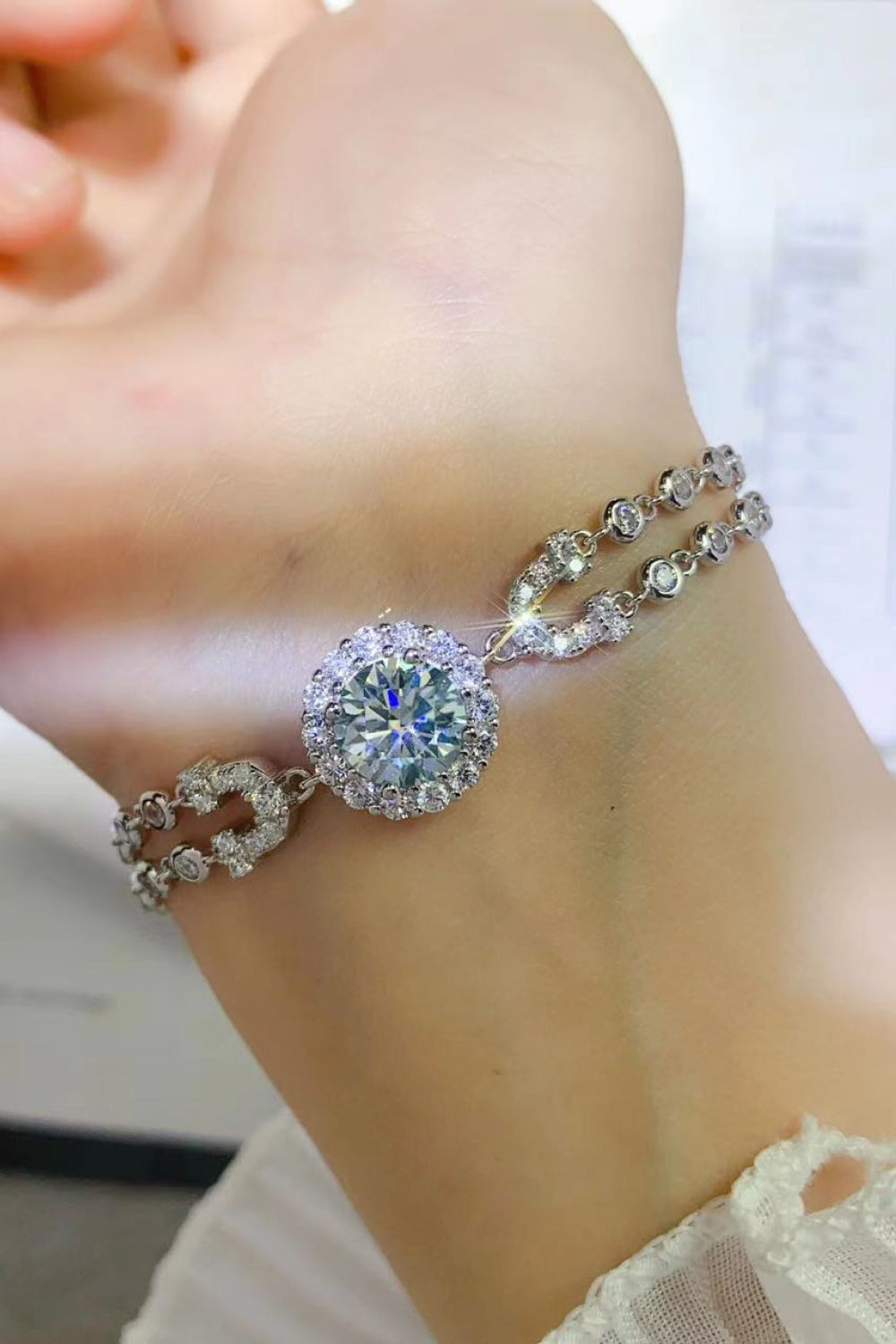 2 Carat Moissanite Double-Layered Bracelet-Teresa&#39;s Fashionista LLC