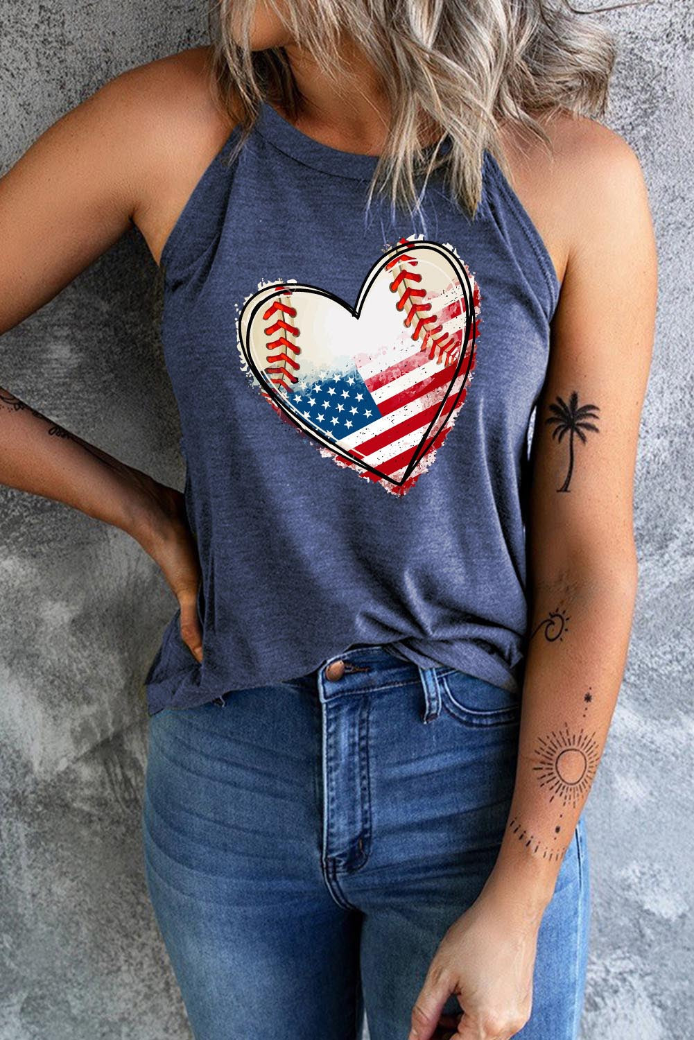 US Flag Heart Graphic Tank-Teresa&#39;s Fashionista LLC