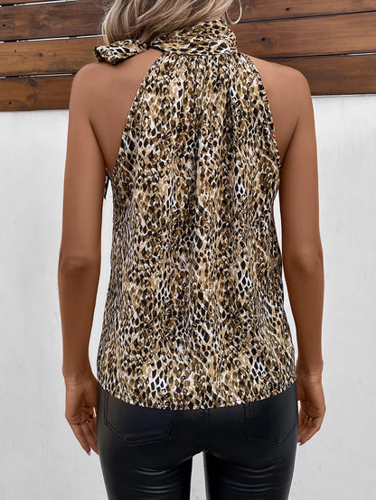 Printed Tied Sleeveless Blouse-Teresa&#39;s Fashionista LLC