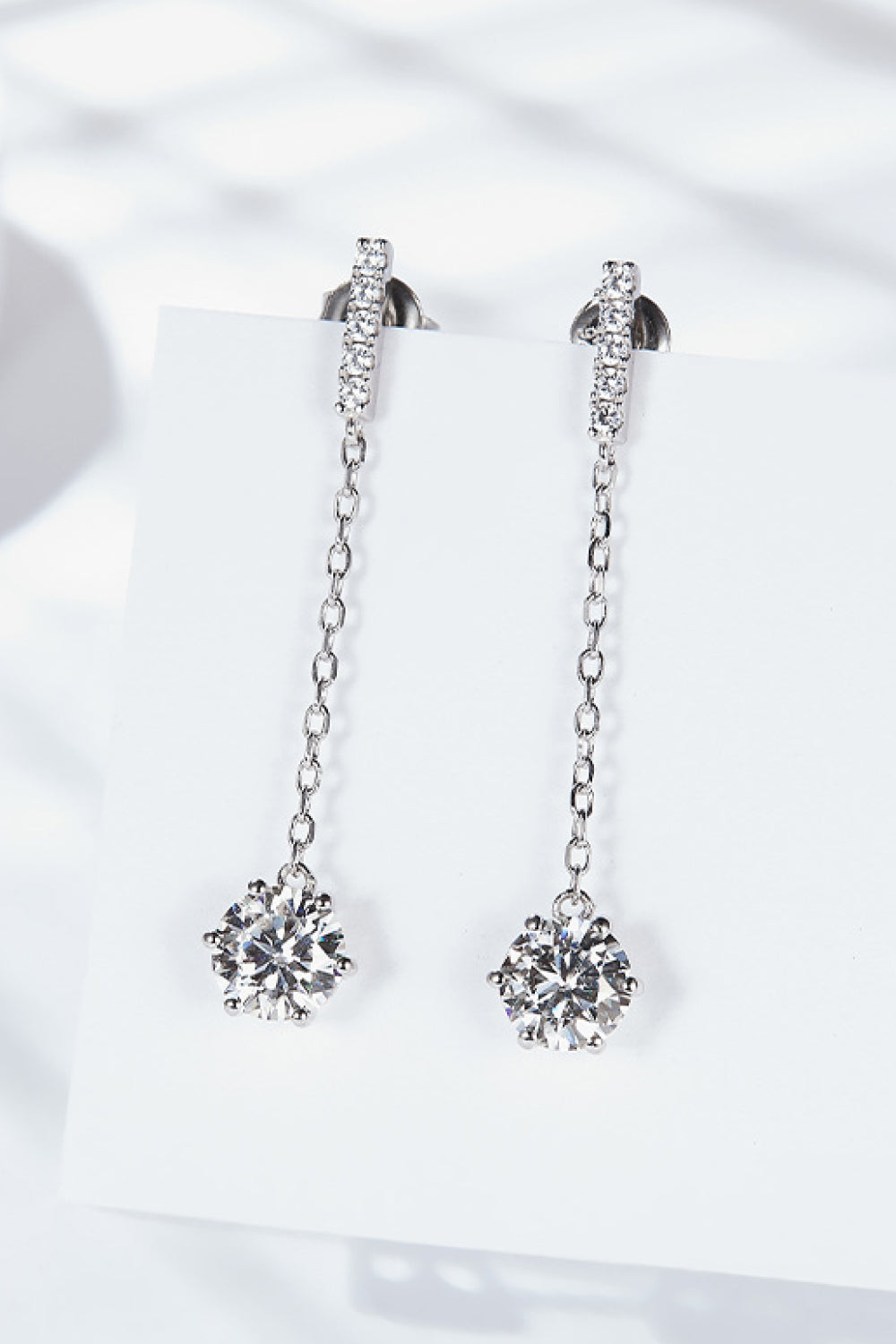 6-Prong Round Moissanite Drop Earrings-Teresa&#39;s Fashionista LLC