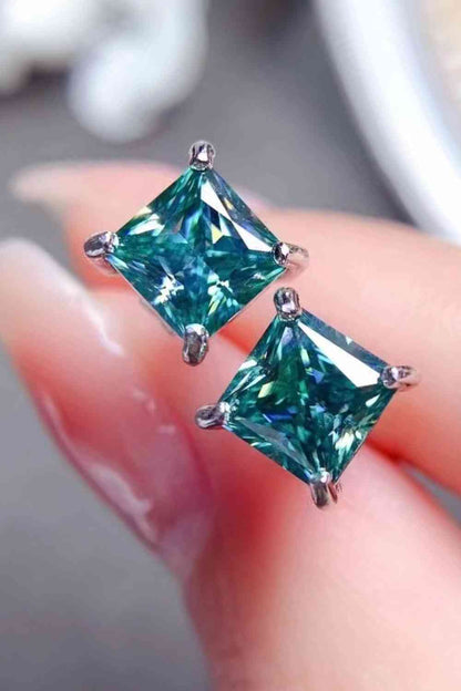 2 Carat Square Moissanite Four-Prong Earrings-Teresa&#39;s Fashionista LLC