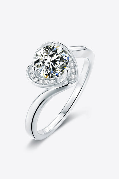 1 Carat Moissanite 925 Sterling Silver Heart Ring-Teresa&#39;s Fashionista LLC