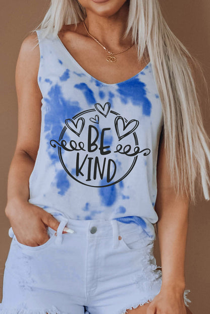 BE KIND Graphic Tie-Dye V-Neck Tank-Teresa&#39;s Fashionista LLC