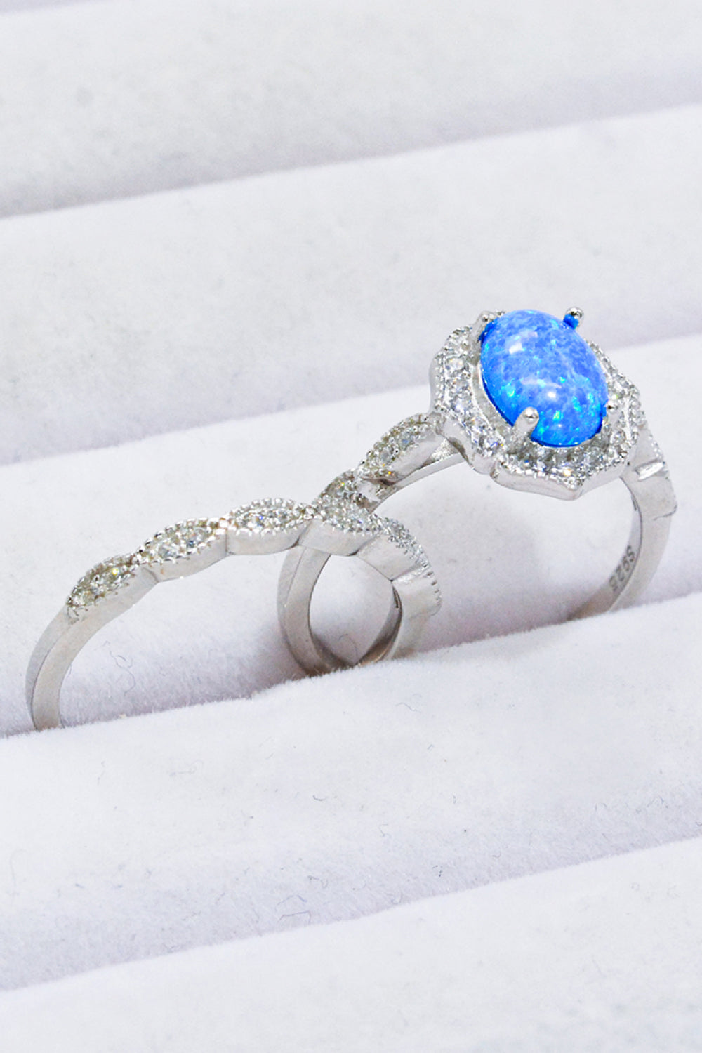 2-Piece 925 Sterling Silver Opal Ring Set-Teresa&#39;s Fashionista LLC