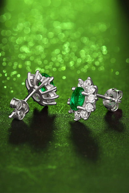 1 Carat Lab-Grown Emerald Stud Earrings-Teresa&#39;s Fashionista LLC