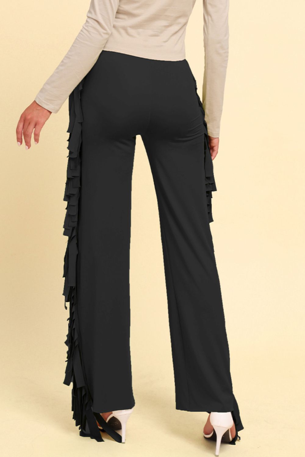 Fringe Trim Wide Leg Pants-Teresa&#39;s Fashionista LLC