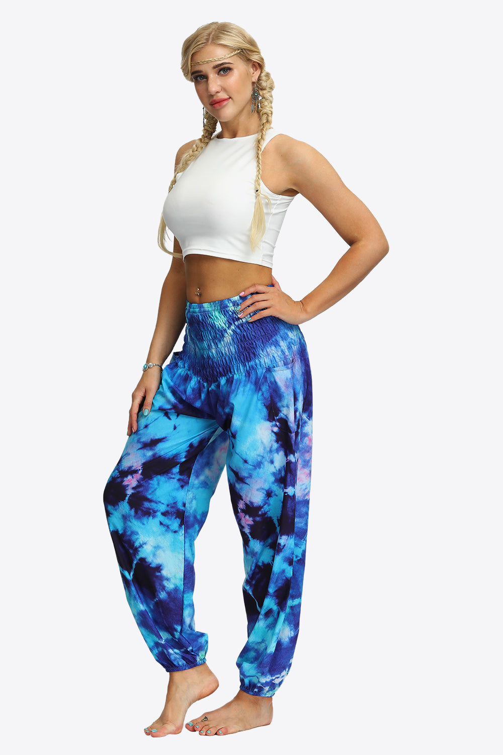 Tie-Dye Smocked Joggers-Teresa&#39;s Fashionista LLC