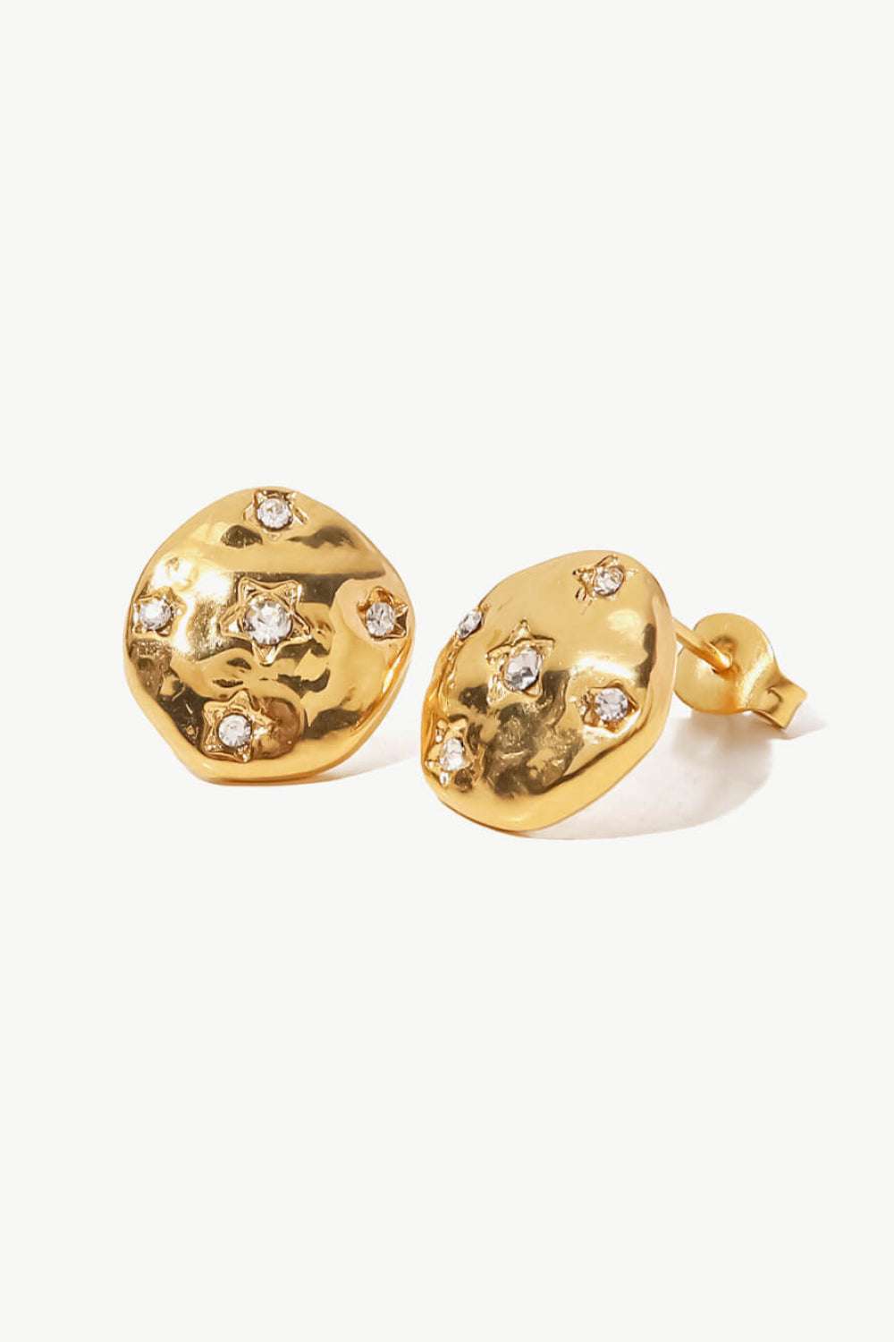 18K Gold-Plated Cubic Zirconia Stud Earrings-Teresa&#39;s Fashionista LLC