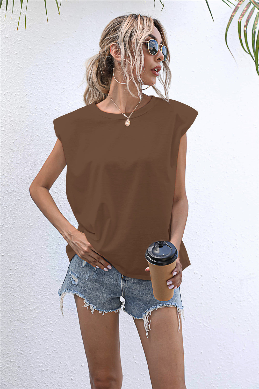 Round Neck Cap Sleeve Tee-Teresa&#39;s Fashionista LLC