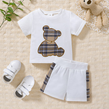 Baby Bear Graphic Round Neck Tee and Short Set-Teresa&#39;s Fashionista LLC