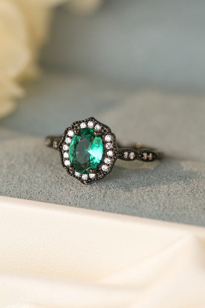 925 Sterling Silver Paraiba Tourmaline 4-Prong Ring-Teresa&#39;s Fashionista LLC