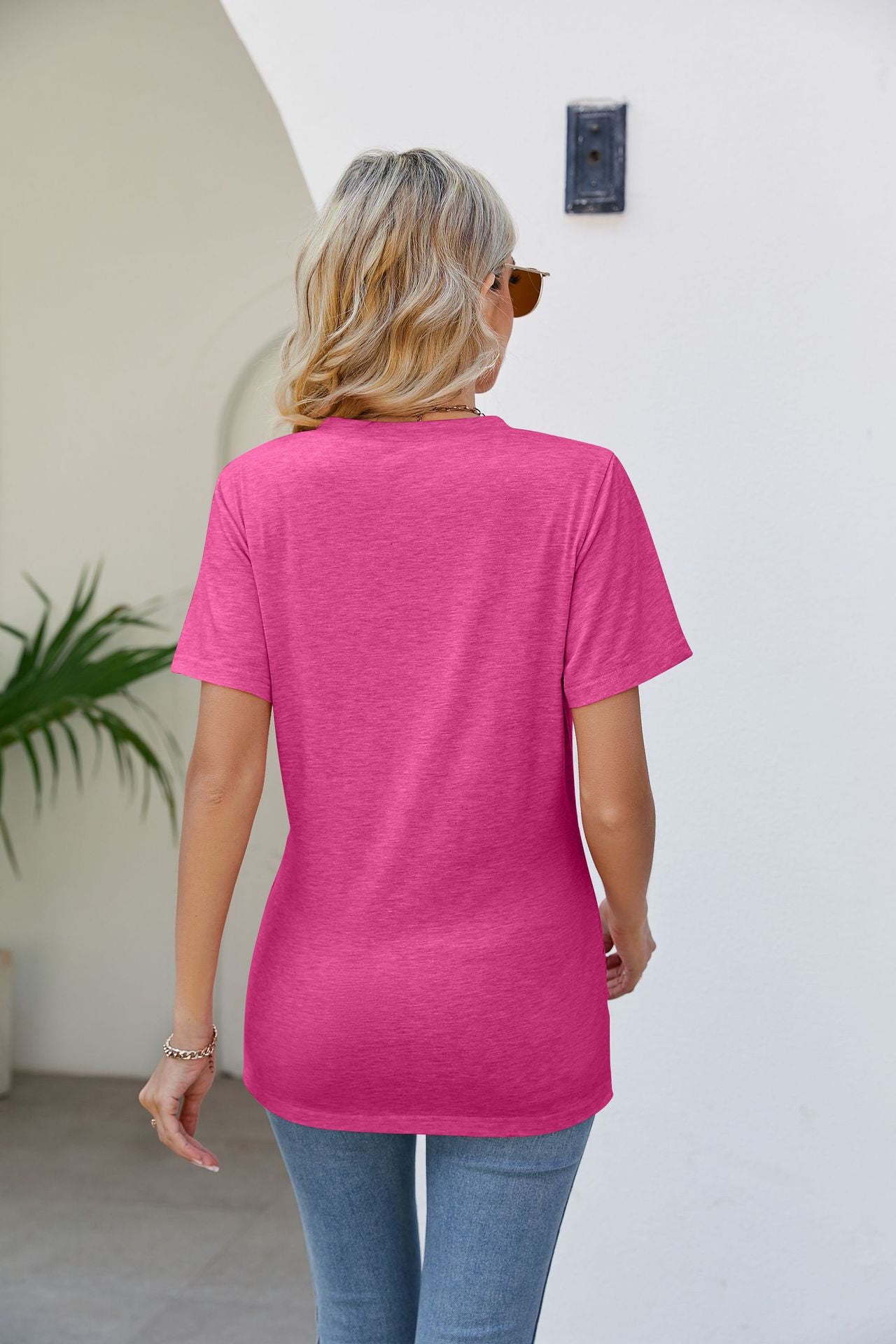 V-Neck Crisscross Short Sleeve Tee-Teresa&#39;s Fashionista LLC