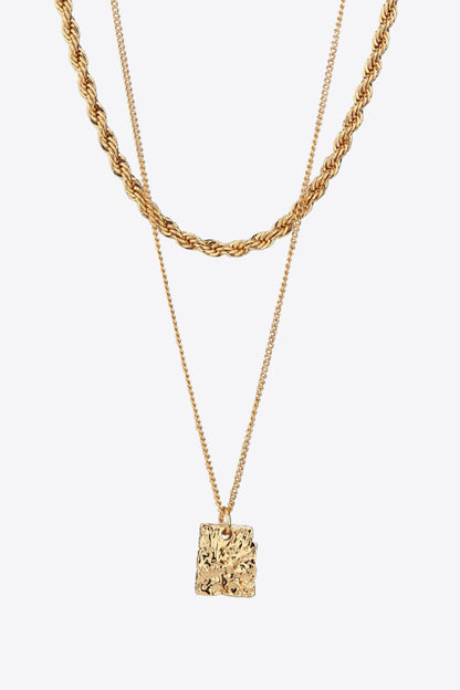 18K Gold Plated Double-Layered Twisted Pendant Necklace-Teresa&#39;s Fashionista LLC