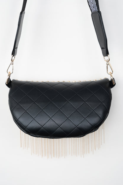 PU Leather Studded Sling Bag with Fringes-Teresa&#39;s Fashionista LLC