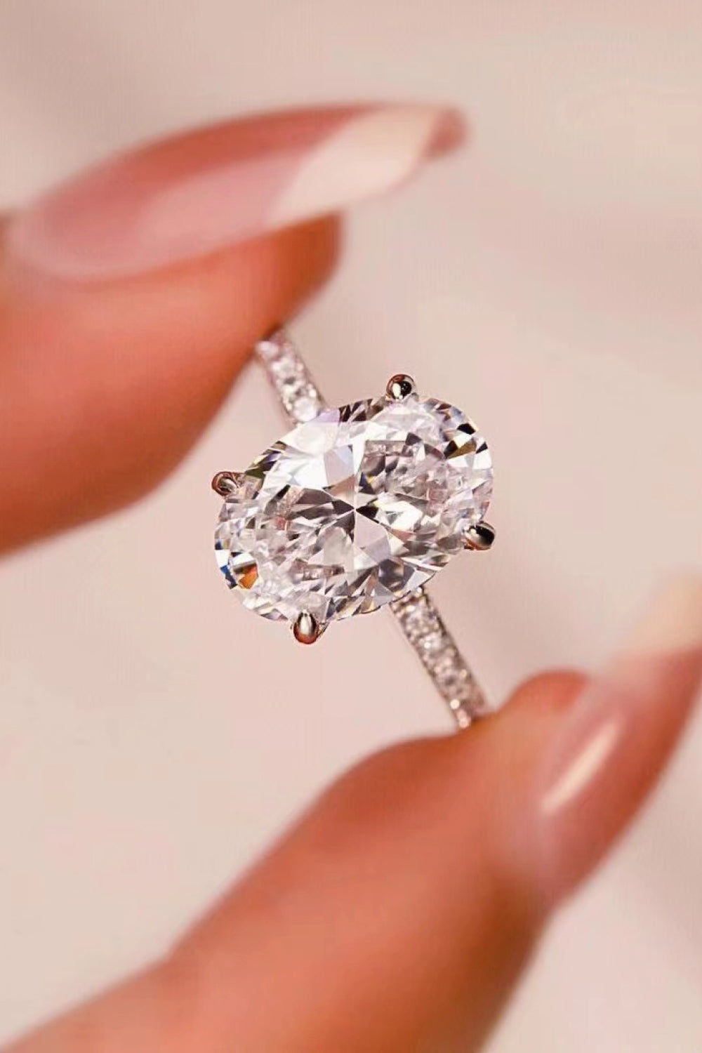 Platinum-Plated Side Stone 2 Carat Moissanite Ring-Teresa&#39;s Fashionista LLC