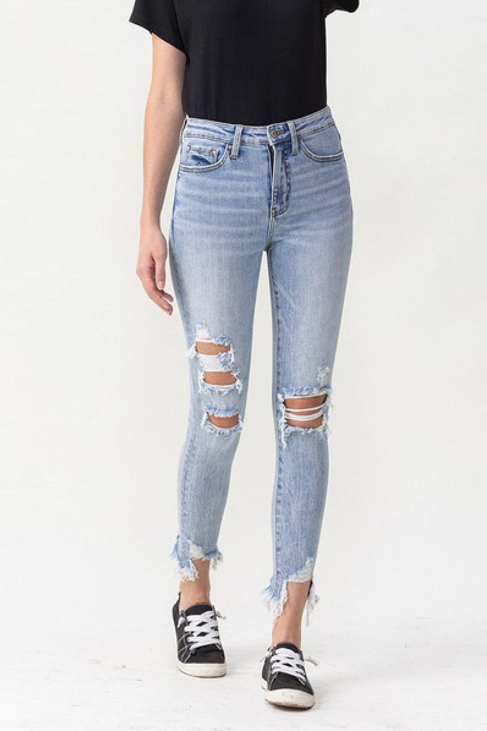 Lovervet Full Size Lauren Distressed High Rise Skinny Jeans-Teresa&#39;s Fashionista LLC