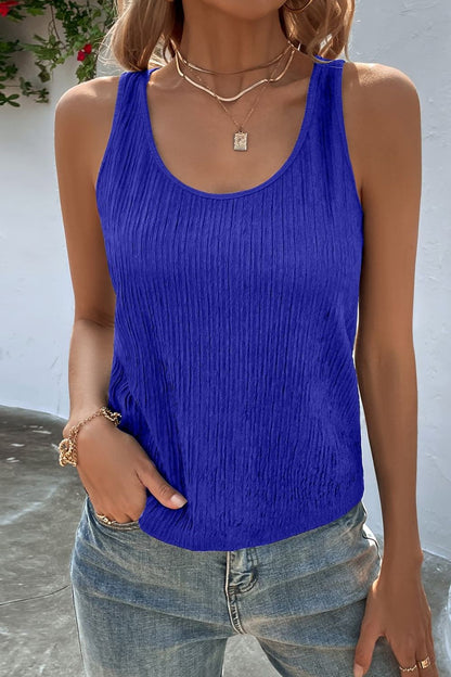 Textured Scoop Neck Tank-Teresa&#39;s Fashionista LLC