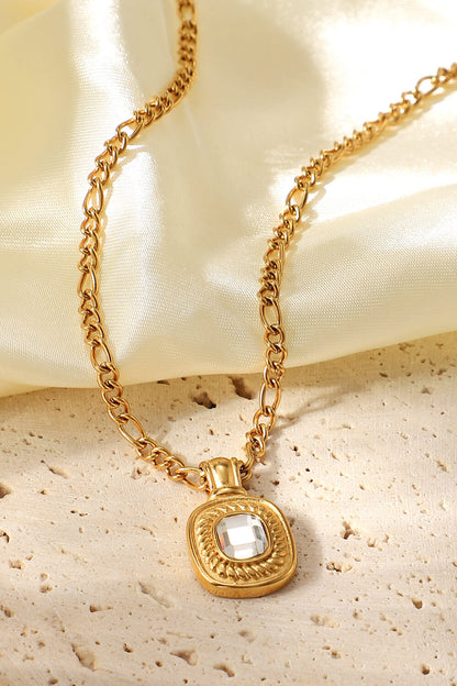 18K Gold Plated Inlaid Rhinestone Pendant Necklace-Teresa&#39;s Fashionista LLC