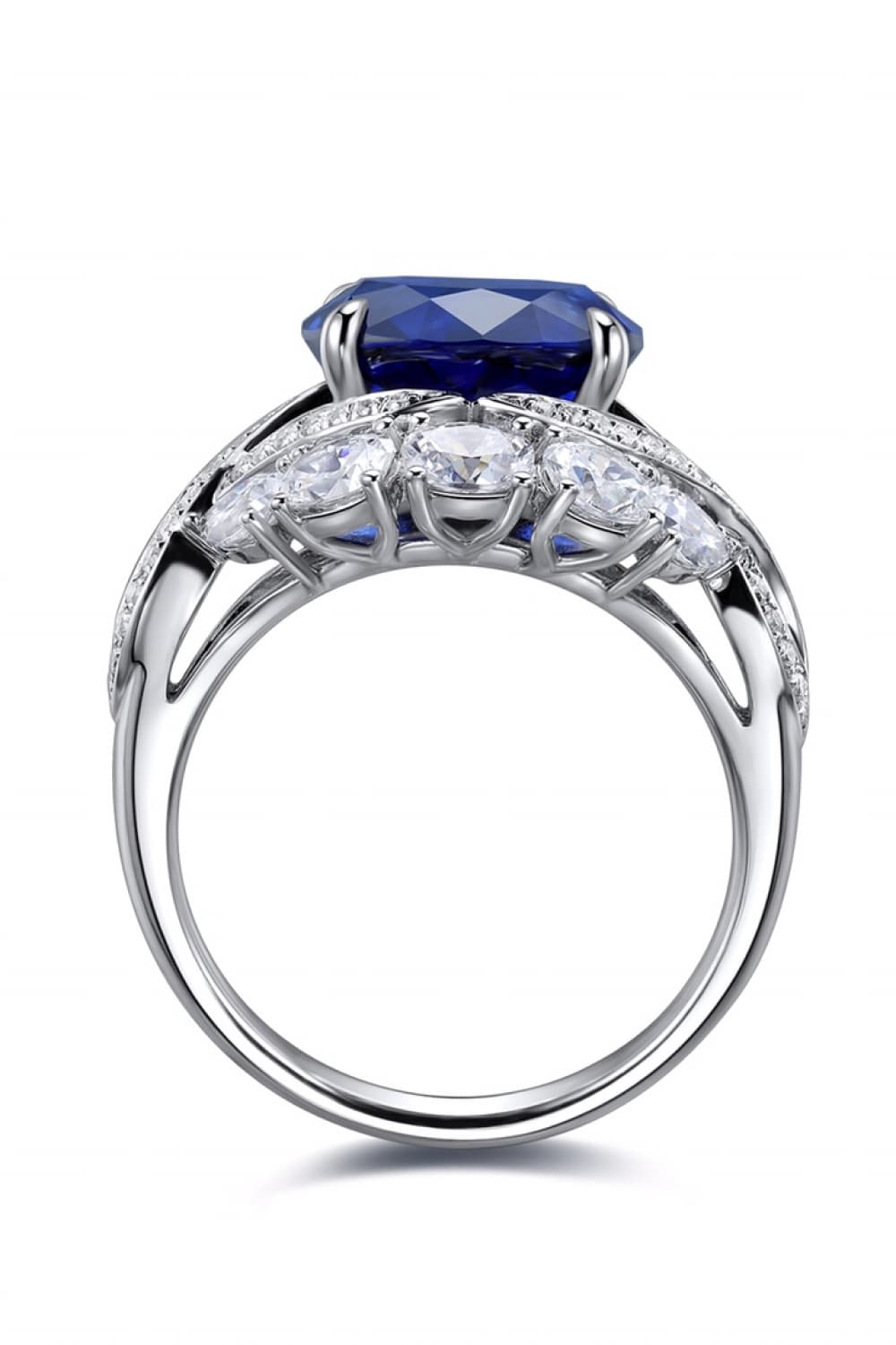 5 Carat Lab-Grown Sapphire Platinum-Plated Ring-Teresa&#39;s Fashionista LLC