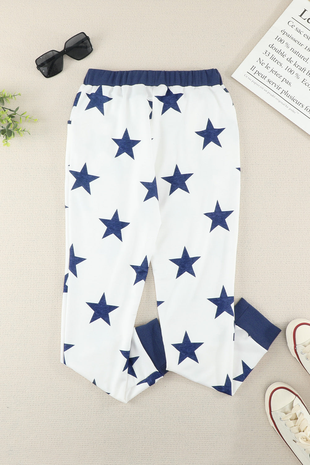 Star Print Drawstring Detail Joggers-Teresa&#39;s Fashionista LLC