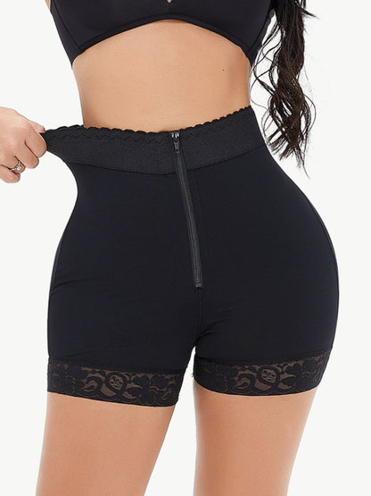 Full Size Zip-Up Lace Trim Shaping Shorts-Teresa&#39;s Fashionista LLC