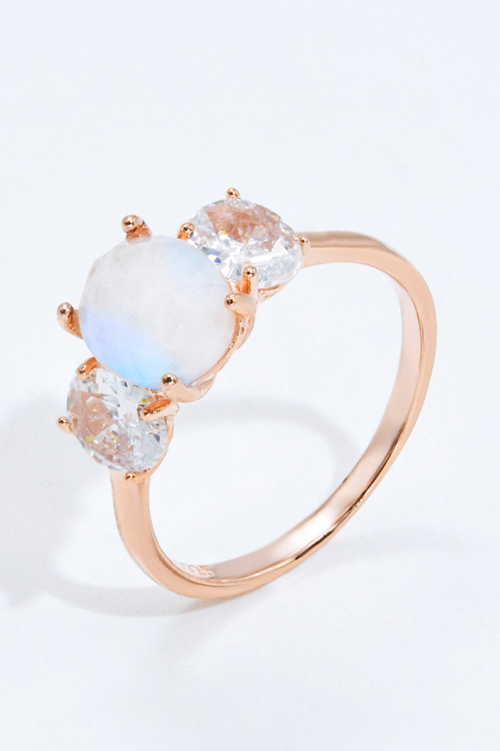 Natural Moonstone and Zircon Ring-Teresa&#39;s Fashionista LLC