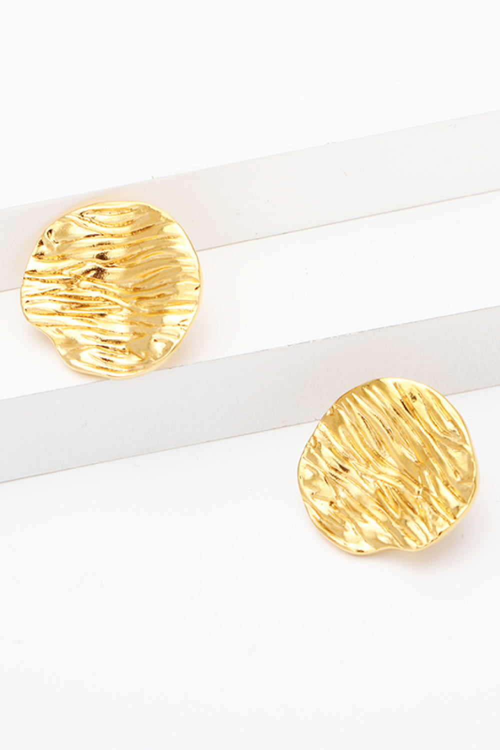 18K Gold-Plated Textured Stud Earrings-Teresa&#39;s Fashionista LLC