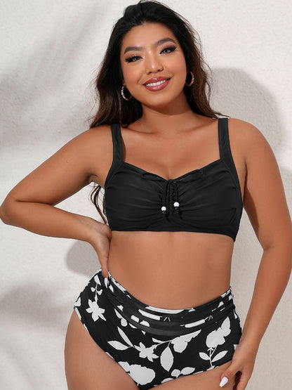 Plus Size Printed Gathered Detail Bikini Set-Teresa&#39;s Fashionista LLC