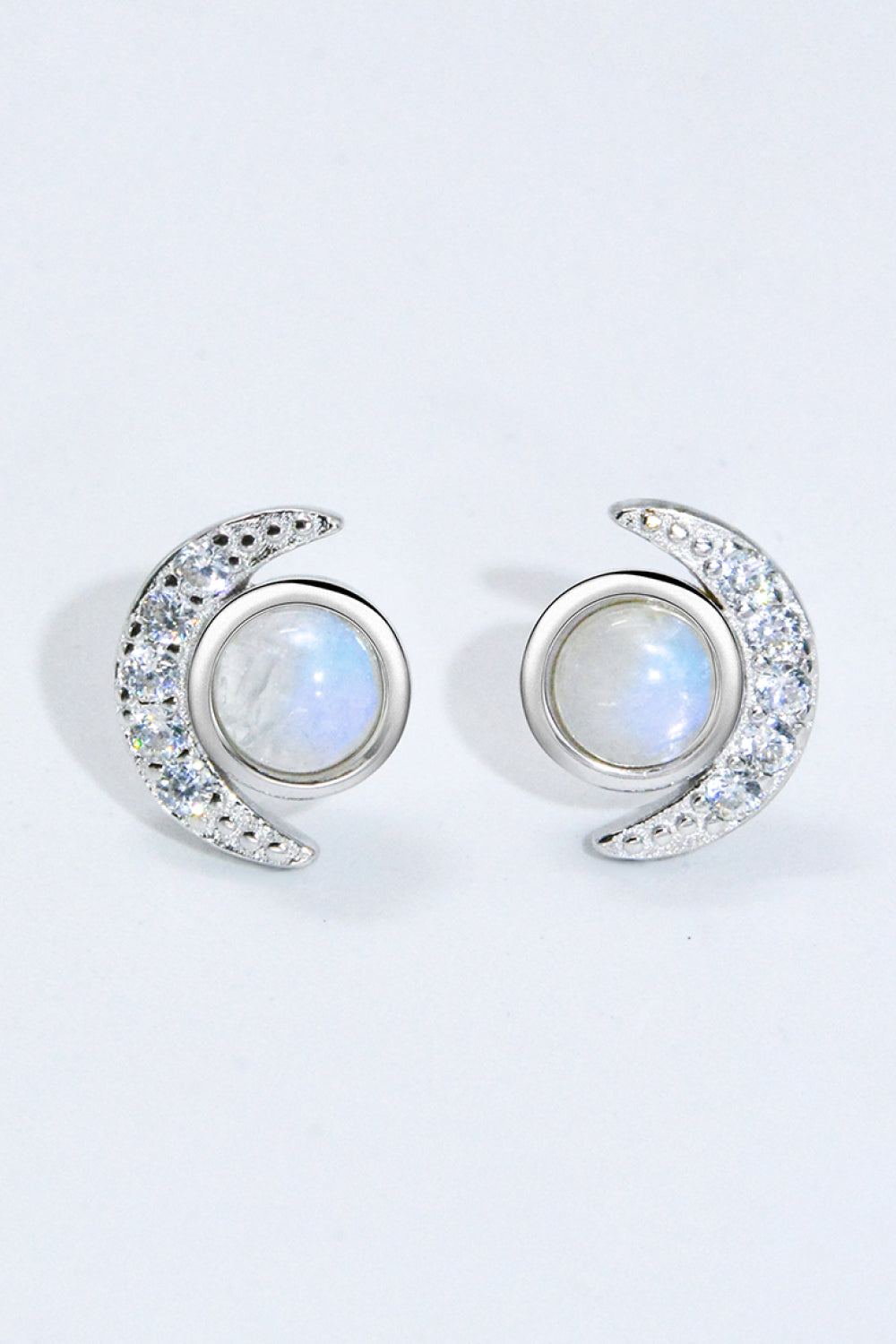 925 Sterling Silver Moonstone Stud Earrings-Teresa&#39;s Fashionista LLC