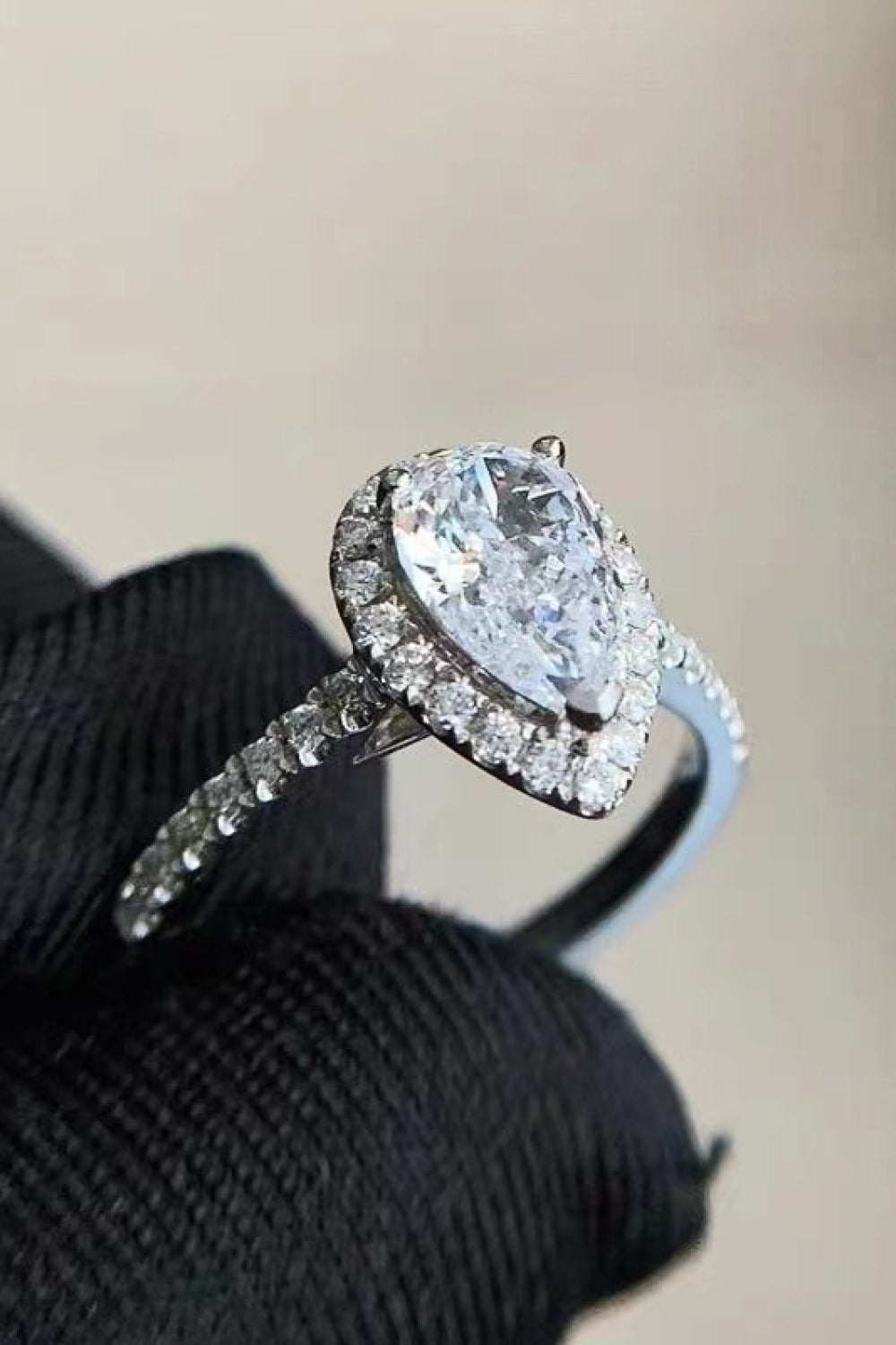 2 Carat Moissanite Teardrop Cluster Ring-Teresa&#39;s Fashionista LLC