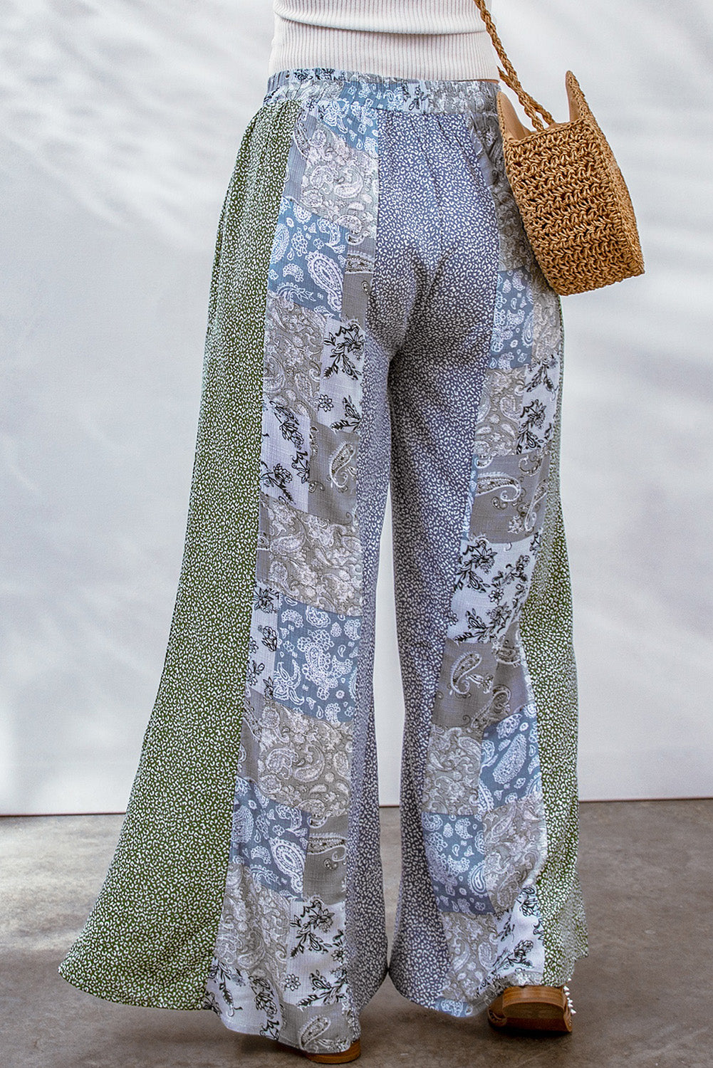 Mixed Print Pull-On Wide Leg Pants-Teresa&#39;s Fashionista LLC