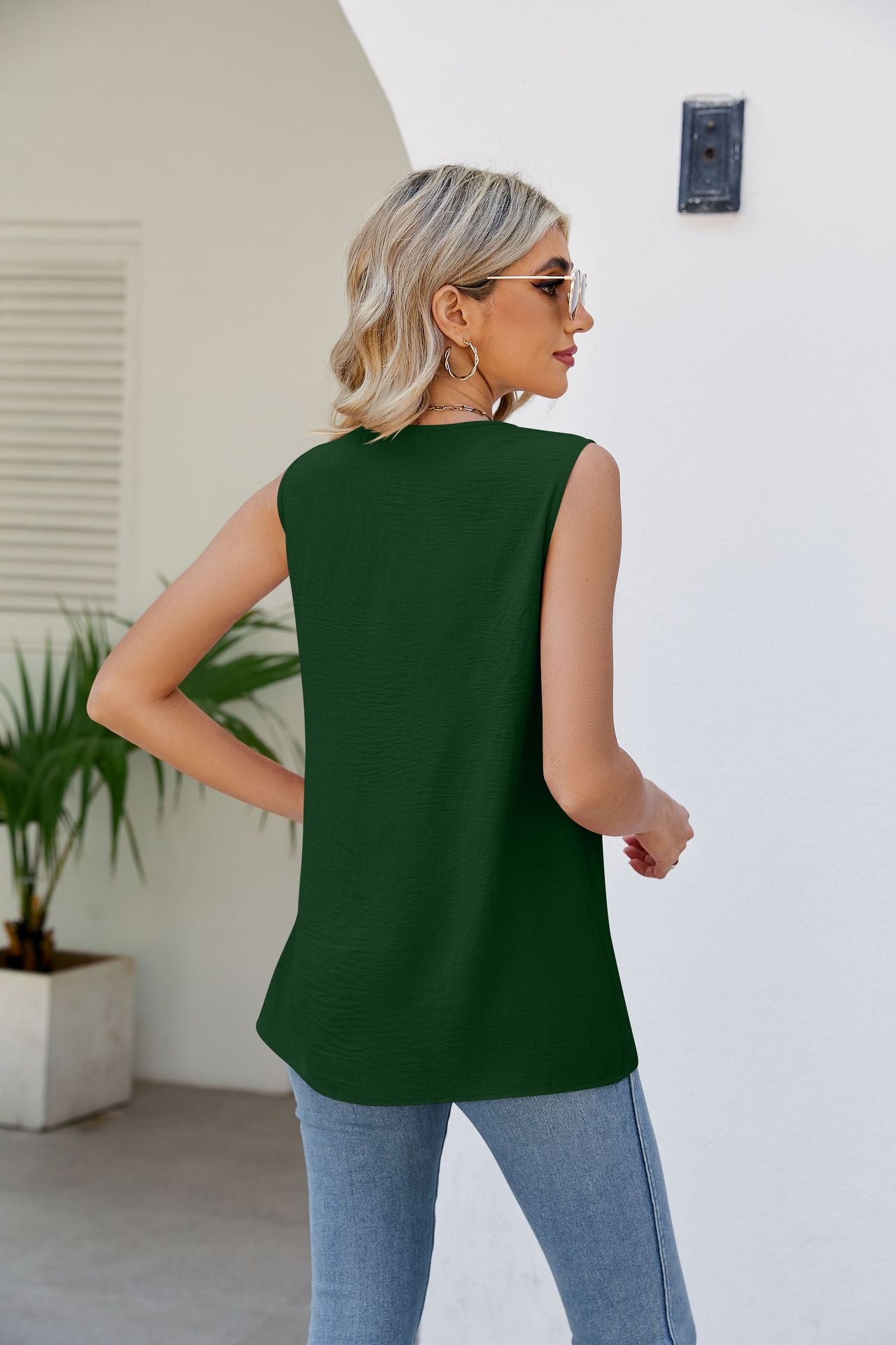 V-Neck Tunic Tank Top-Teresa&#39;s Fashionista LLC