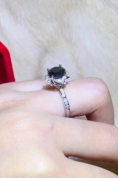 2 Carat Black Moissanite Floral Ring-Teresa&#39;s Fashionista LLC