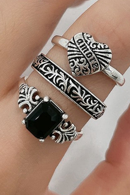 Zinc Alloy Three-Piece Ring Set-Teresa&#39;s Fashionista LLC