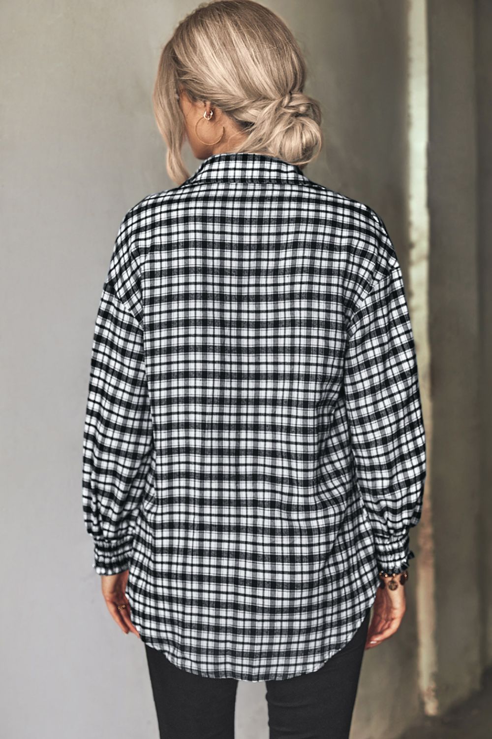 Plaid Button Front Dropped Shoulder Shirt-Teresa&#39;s Fashionista LLC