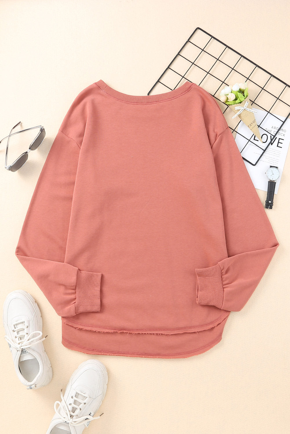 Side Slit Drop Shoulder Sweatshirt-Teresa&#39;s Fashionista LLC