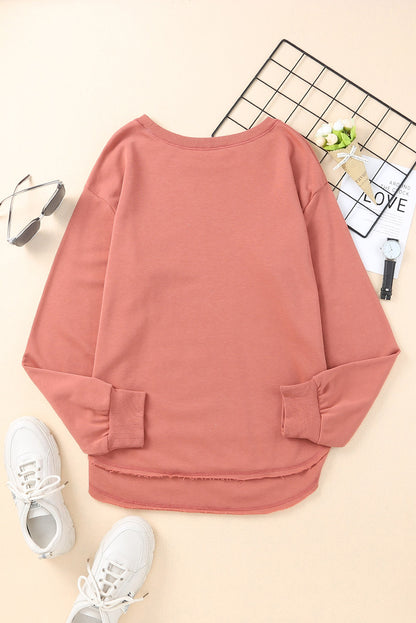 Side Slit Drop Shoulder Sweatshirt-Teresa&#39;s Fashionista LLC