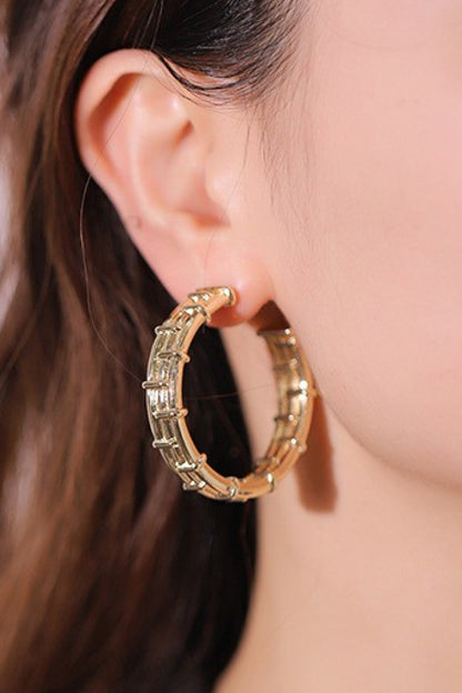 18K Gold-Plated Alloy C-Hoop Earrings-Teresa&#39;s Fashionista LLC