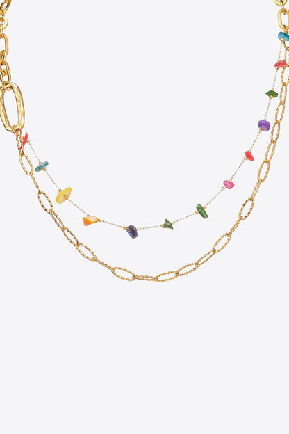 Multicolored Stone Double-Layered Necklace-Teresa&#39;s Fashionista LLC