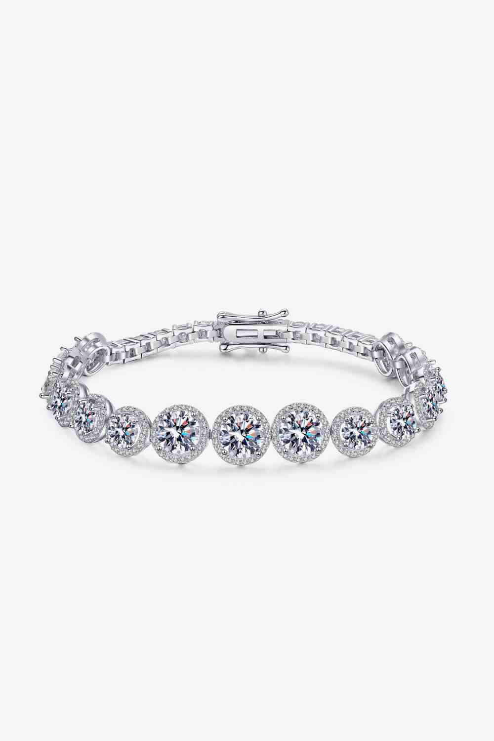 925 Sterling Silver 10.4 Carat Moissanite Bracelet-Teresa&#39;s Fashionista LLC