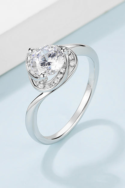 1 Carat Moissanite 925 Sterling Silver Heart Ring-Teresa&#39;s Fashionista LLC