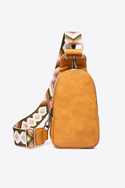 Random Pattern Adjustable Strap PU Leather Sling Bag-Teresa&#39;s Fashionista LLC