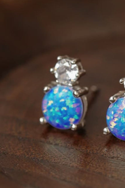 4-Prong Opal Stud Earrings-Teresa&#39;s Fashionista LLC