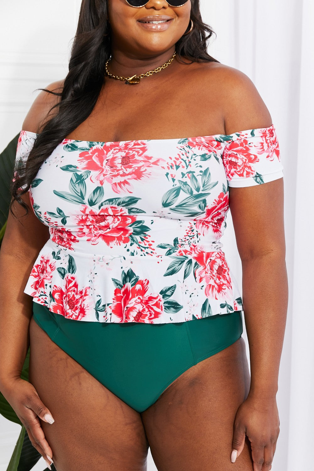 Marina West Swim Coastal Cutie Off-Shoulder Swim Tankini Set-Teresa&#39;s Fashionista LLC