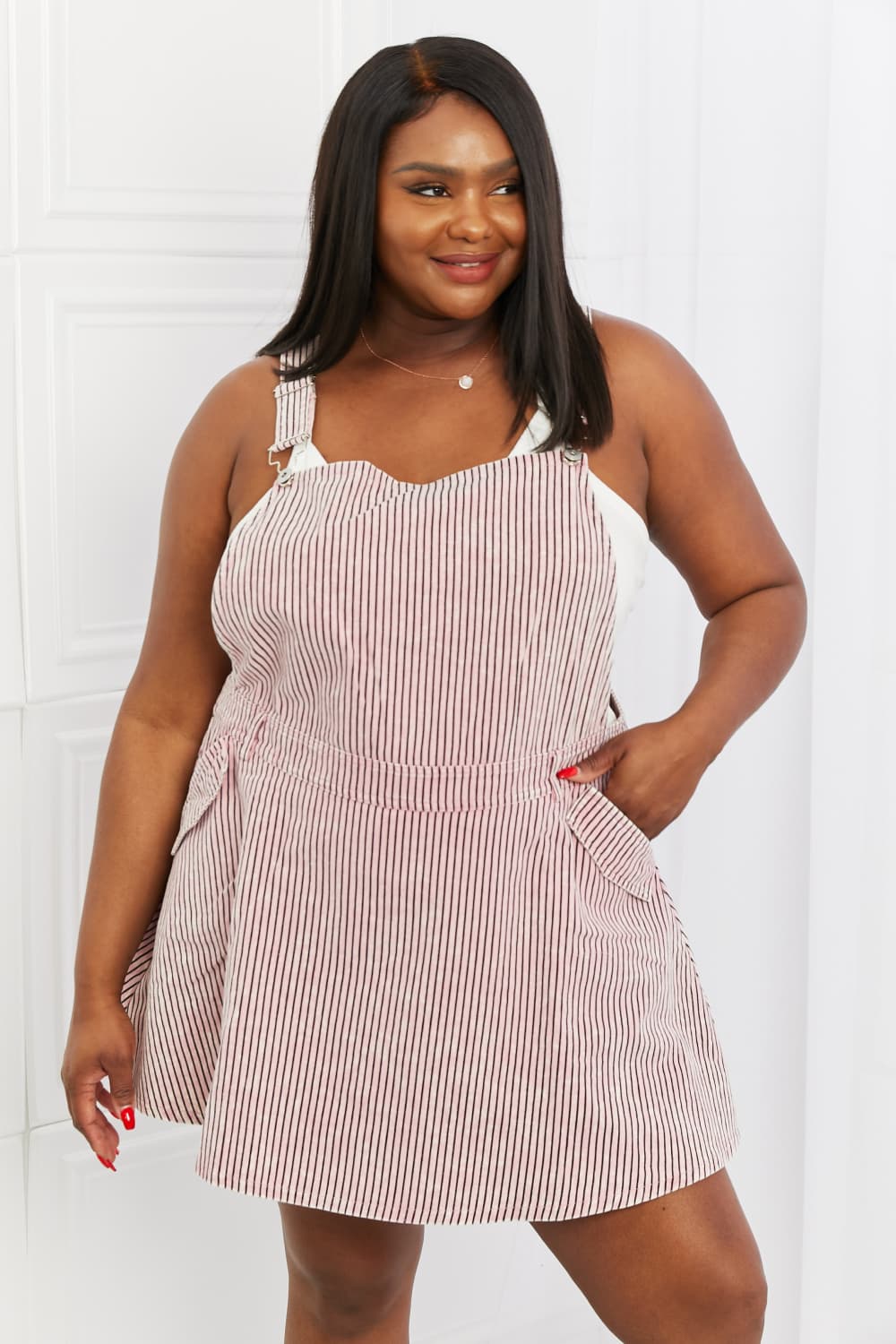 White Birch To The Park Full Size Overall Dress in Pink-Teresa&#39;s Fashionista LLC