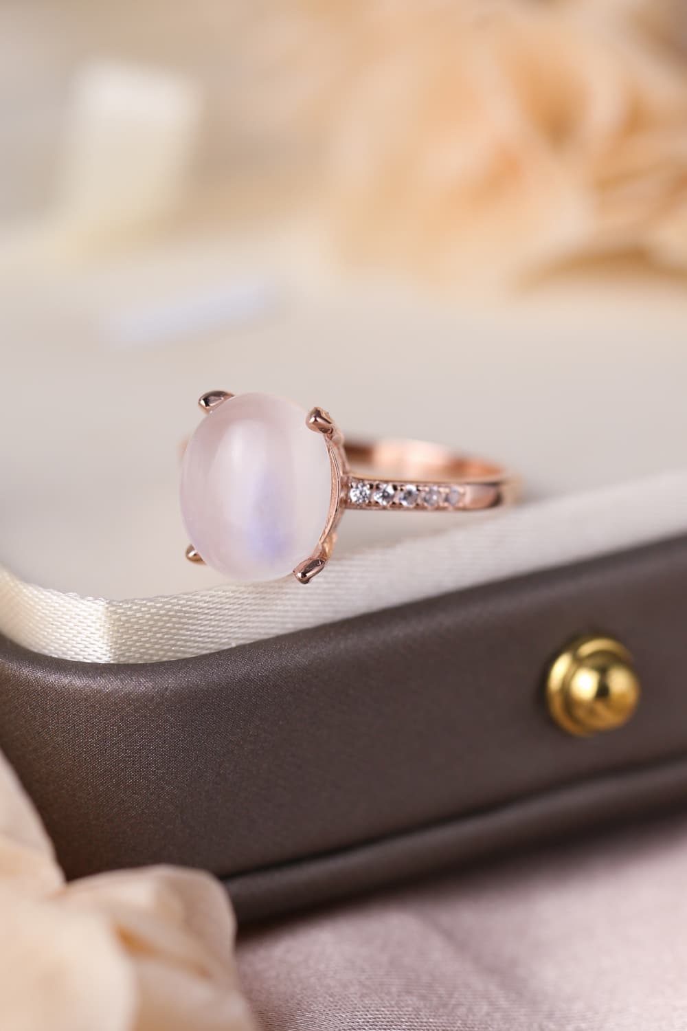 High Quality Natural Moonstone 925 Sterling Silver Side Stone Ring-Teresa&#39;s Fashionista LLC