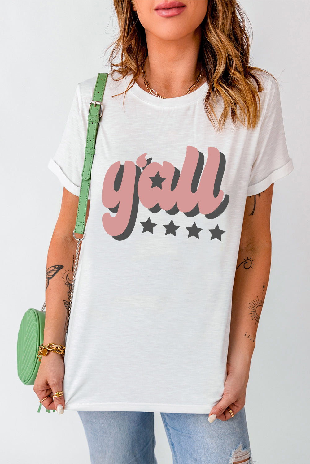 Y'ALL Graphic Round Neck Tee-Teresa&#39;s Fashionista LLC